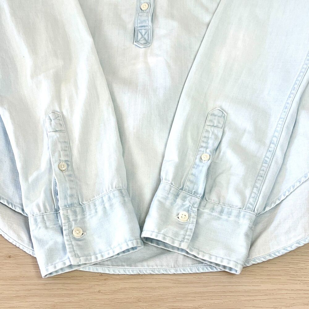 Abercrombie & Fitch 100% Cotton Light Blue Denim Quarter Button-up Shirt Sz S - Picture 4 of 16
